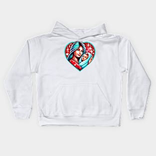 Mother's day, Motherhood Love Heart T-Shirt, Mom and Baby Graphic Tee, Mother's Day Gift, Colorful Mommy and Me Shirt Kids Hoodie